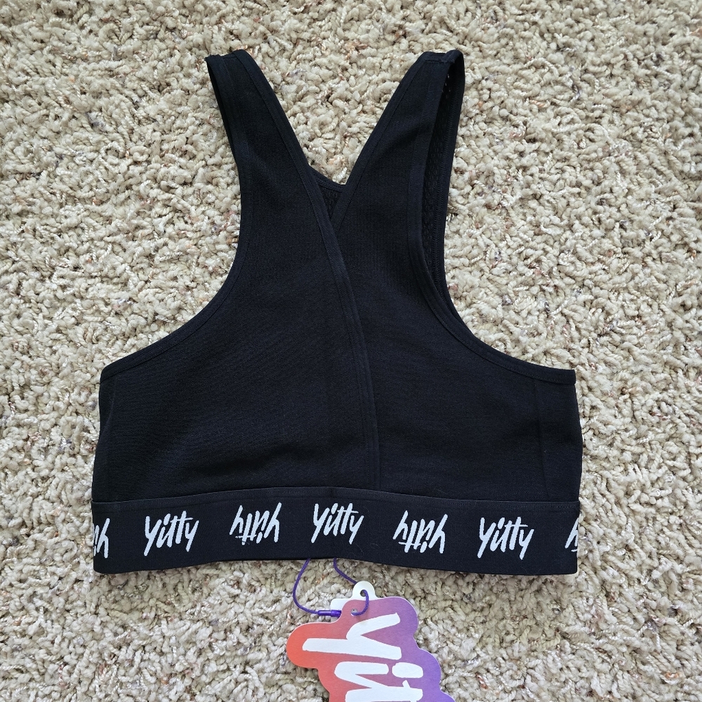 NWT Fabletics YITTY Iconic Black Major Label Cross Front Sports Bralette - Small - Picture 3 of 9